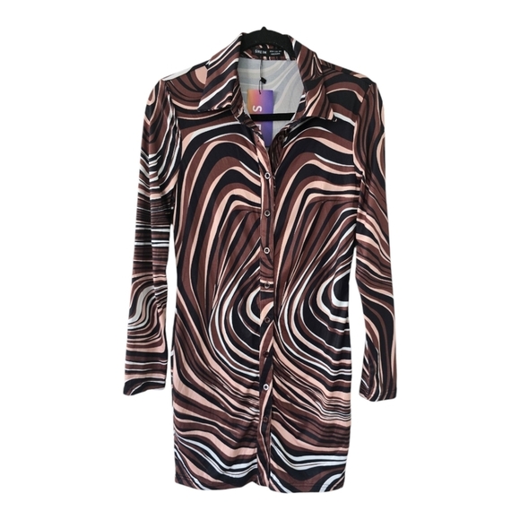 SHEIN Dresses & Skirts - Shein Marble Print Bodycon Shirt Dress Women SzM Colorful Feminine New